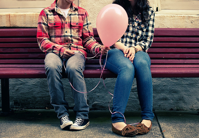 girl, boy, balloon